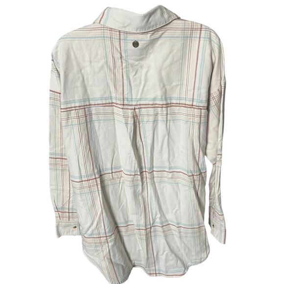 Rip Curl Women's Sayulita Flannel long sleeve shirt bone plaid Medium NWT - Picture 4 of 7